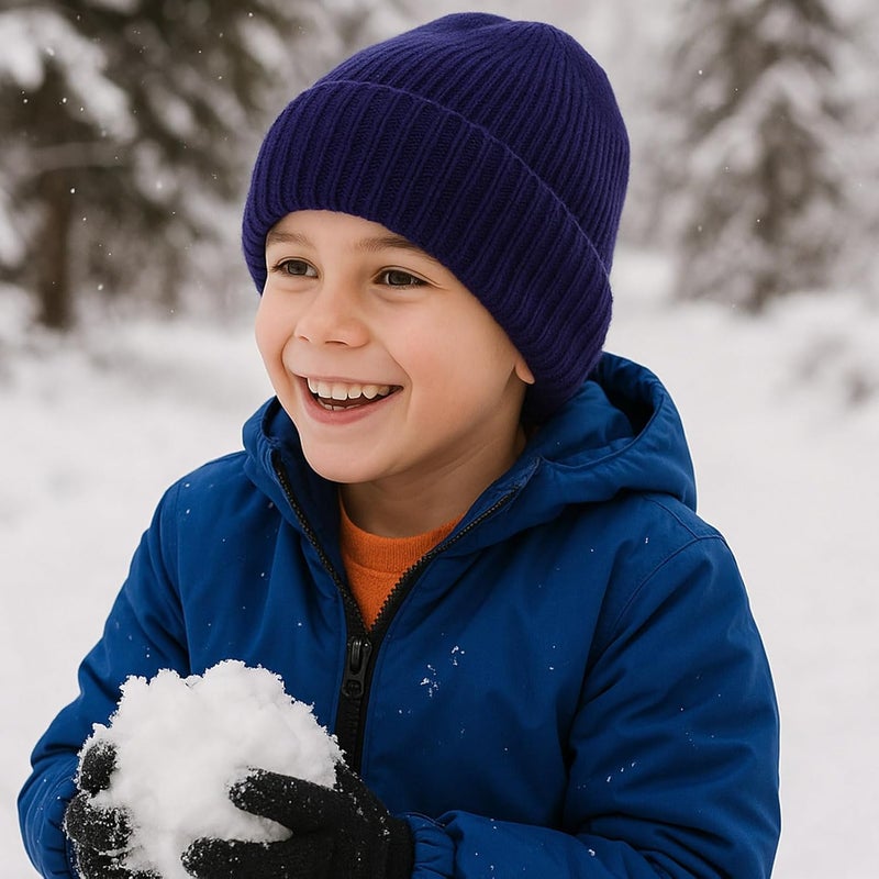 ACTLATI Kids Merino Wool Beanie Hat for Boys Girls Winter Classic Knit Beanies Unisex Cuffed Skull Ski Snow Caps Age 7-14 - Image 2